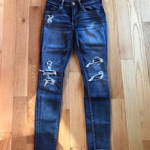 Dark Ripped American Eagle Skinny Jeggings